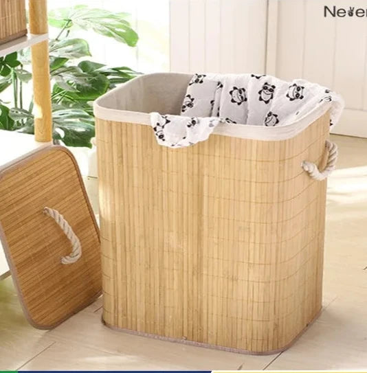 Cesto De Roupa Suja Bambu Com Tampa