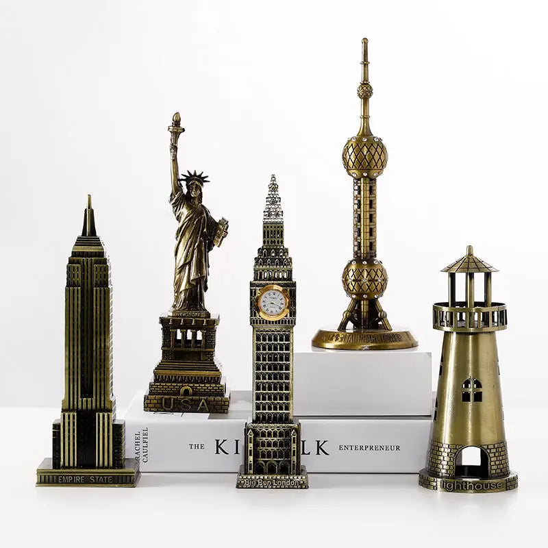 Conjunto de miniaturas de metal tema de monumentos