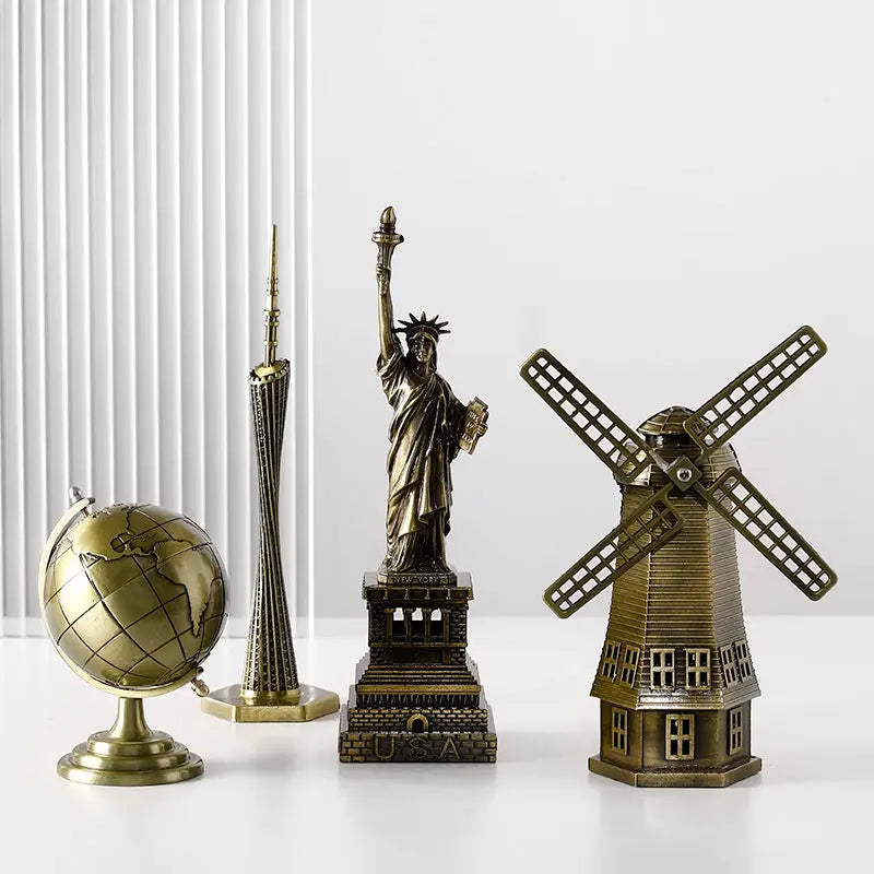 Conjunto de miniaturas de metal tema de monumentos