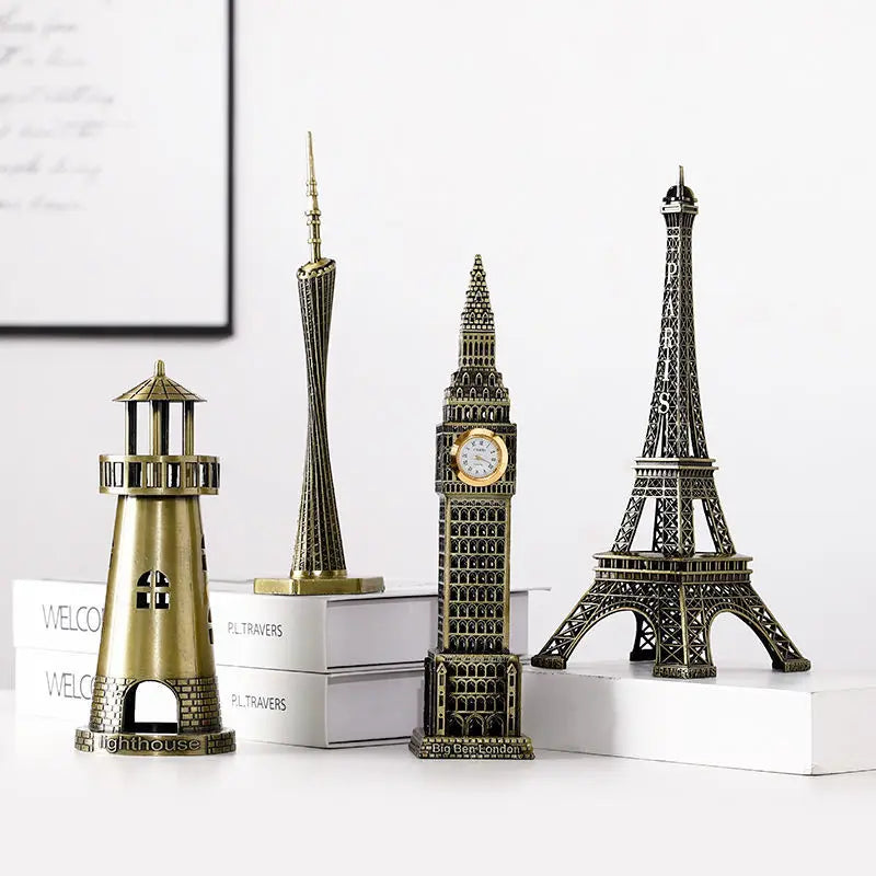 Conjunto de miniaturas de metal tema de monumentos