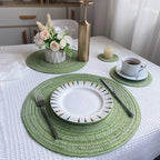 Estilo nórdico fio de algodão jantar placemat redondo ramie tecido copo esteira placa de isolamento térmico anti-queimadura antiderrapante coaster copo esteira
