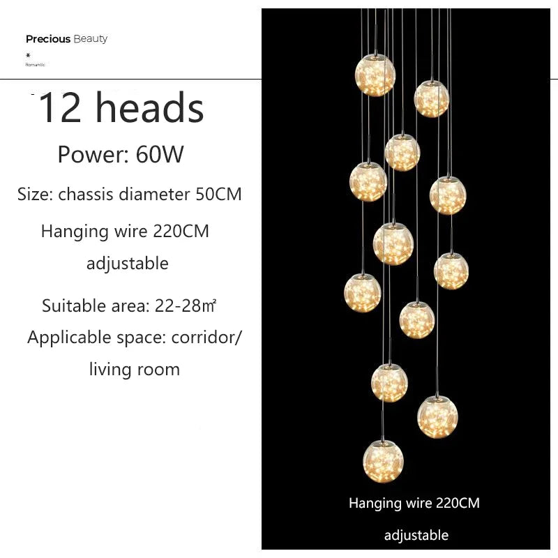 Lustre Longo Estilo "Céu Estrelado" Luxo