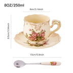 Conjunto de xícaras florais de cerâmica marfim
