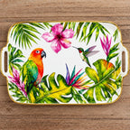 Conjunto de Pratos de Jantar Estilo Boêmio com Estampa de Papagaio Tropical e Flores