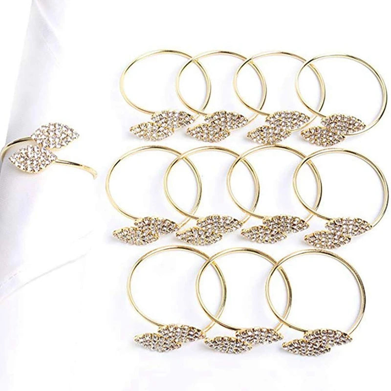 Porta-Guardanapo Folhas de Cristal: Brilho Dourado para Mesas Inesquecíveis