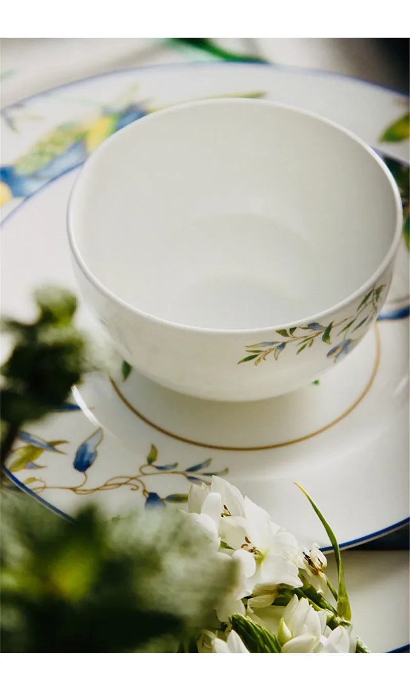 Jogo de jantar de porcelana papagaio