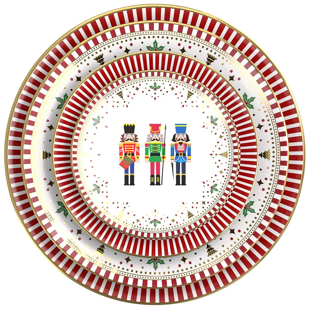 Coleção Soldadinhos de Chumbo: Porcelana Fina com Listras Vermelhas e Dourado