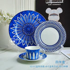 Estilo europeu simples e luxuoso selo azul prato de jantar ocidental bife decoração chá da tarde dim sum bolo talheres