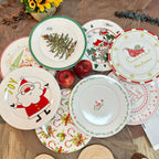 Coleção de Pratos Natalinos: Porcelana Ilustrada com Cenas de Inverno