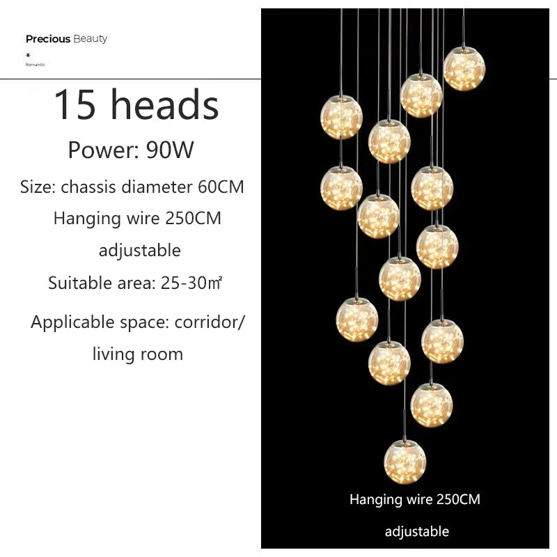 Lustre Longo Estilo "Céu Estrelado" Luxo
