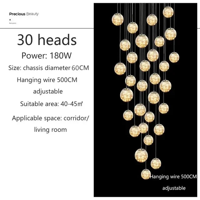 Lustre Longo Estilo "Céu Estrelado" Luxo