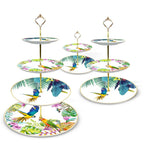 Conjunto de Pratos de Jantar Estilo Boêmio com Estampa de Papagaio Tropical e Flores