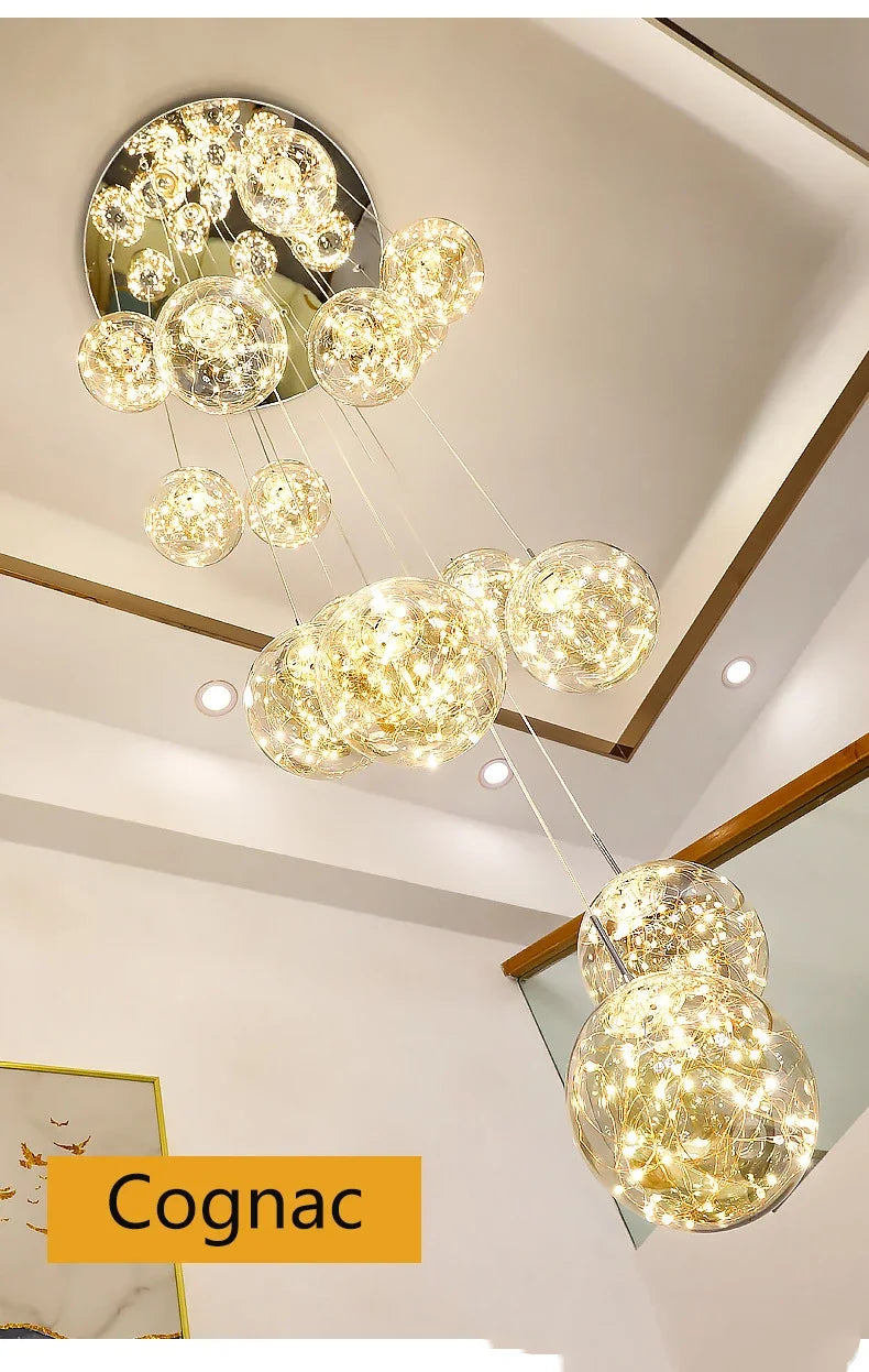 Lustre Longo Estilo "Céu Estrelado" Luxo
