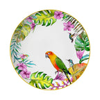 Conjunto de Pratos de Jantar Estilo Boêmio com Estampa de Papagaio Tropical e Flores
