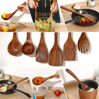 Kit Utensílios de Madeira Teca: Natural, Artesanal e Feito para Durar