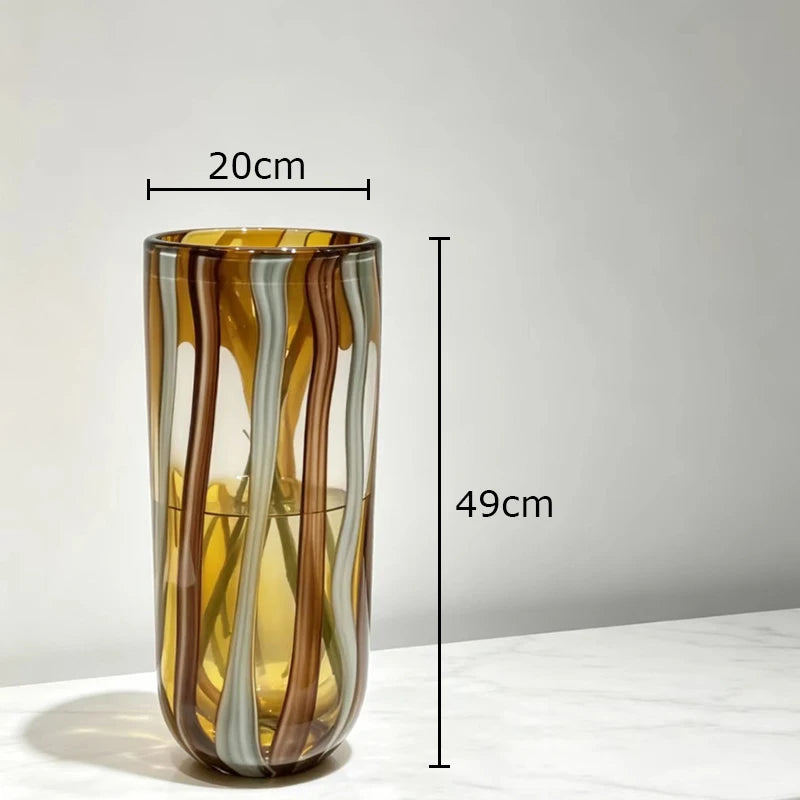 Vaso de Vidro com Listras Coloridas