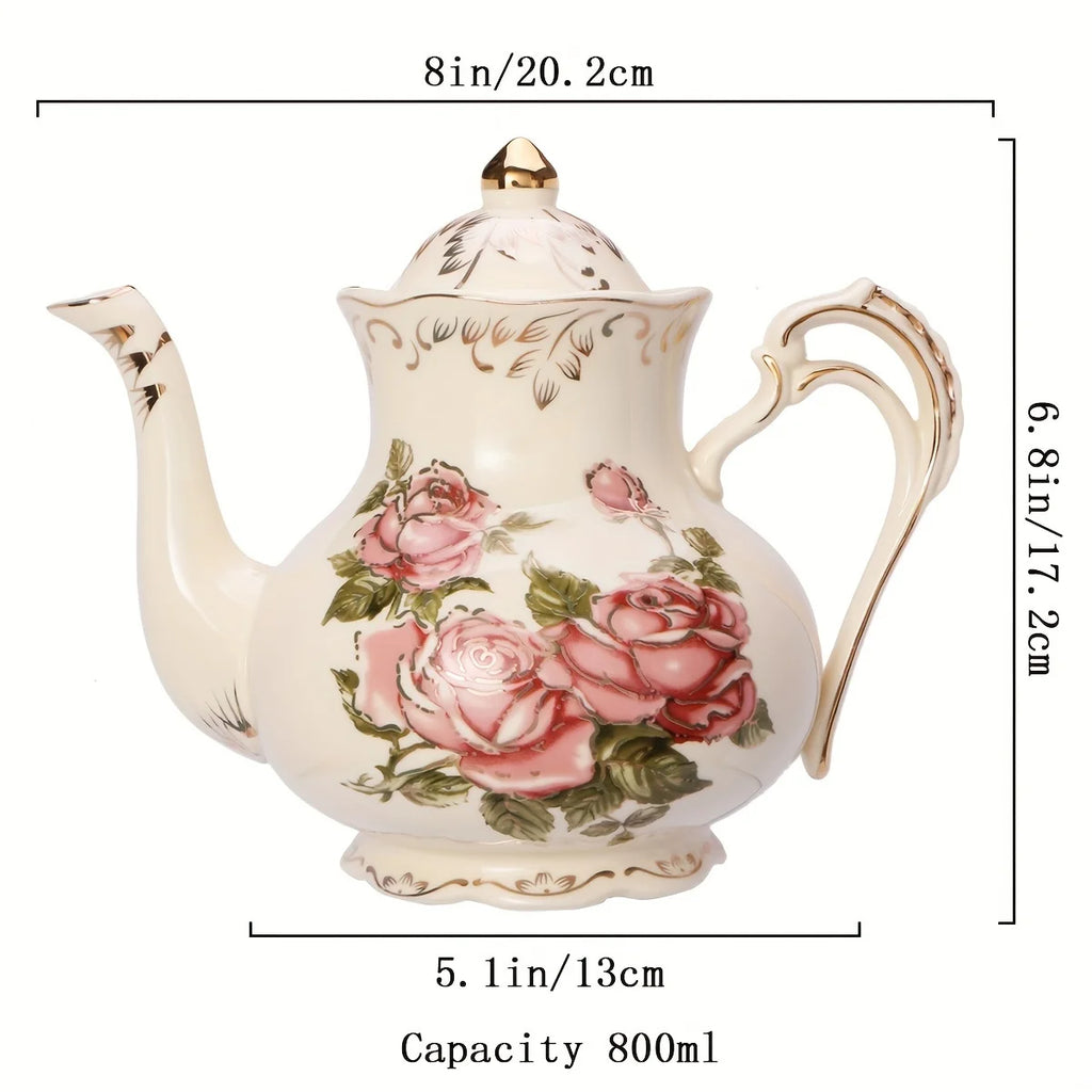 Conjunto de xícaras florais de cerâmica marfim