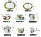 Conjunto de Pratos de Jantar Estilo Boêmio com Estampa de Papagaio Tropical e Flores