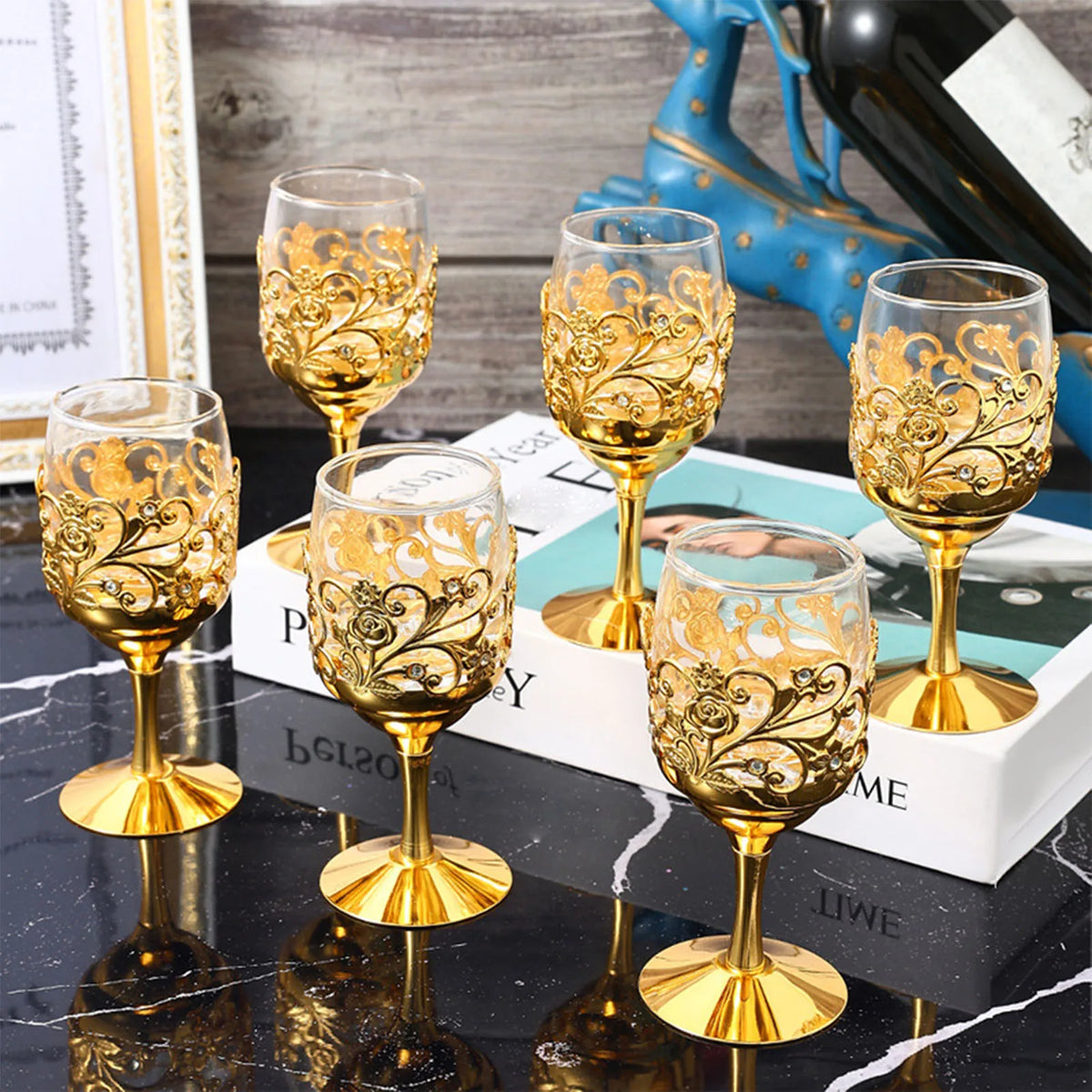 Taça de Vinho  Dourada