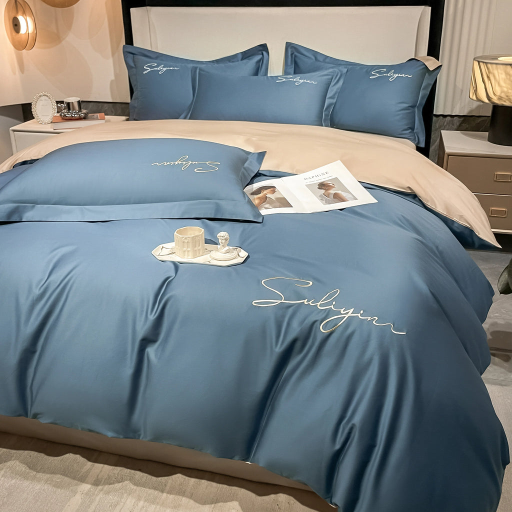 Jogo de Cama Assinatura: Algodão Egípcio com Bordado Exclusivo.