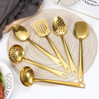 Kit Utensílios Dourados: Aço Inoxidável Premium para Cozinha de Chef