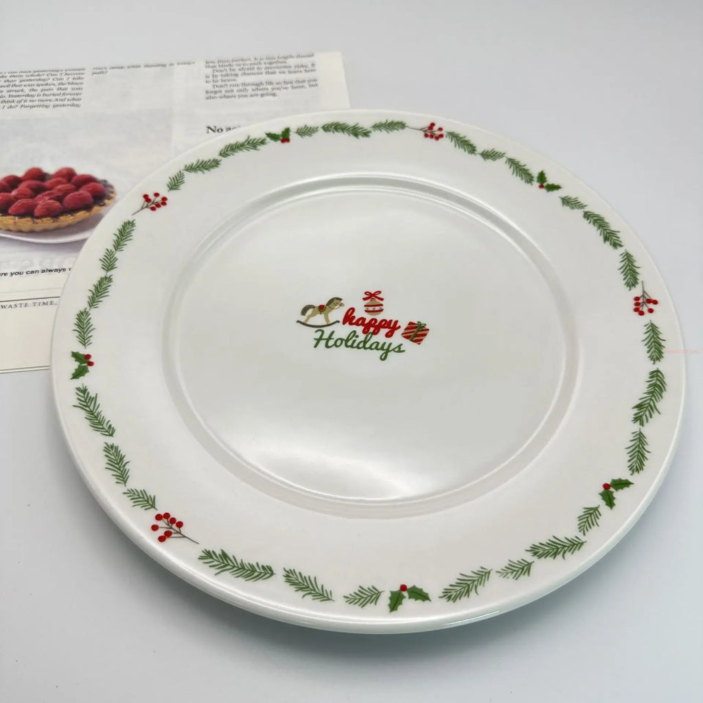 Coleção de Pratos Natalinos: Porcelana Ilustrada com Cenas de Inverno
