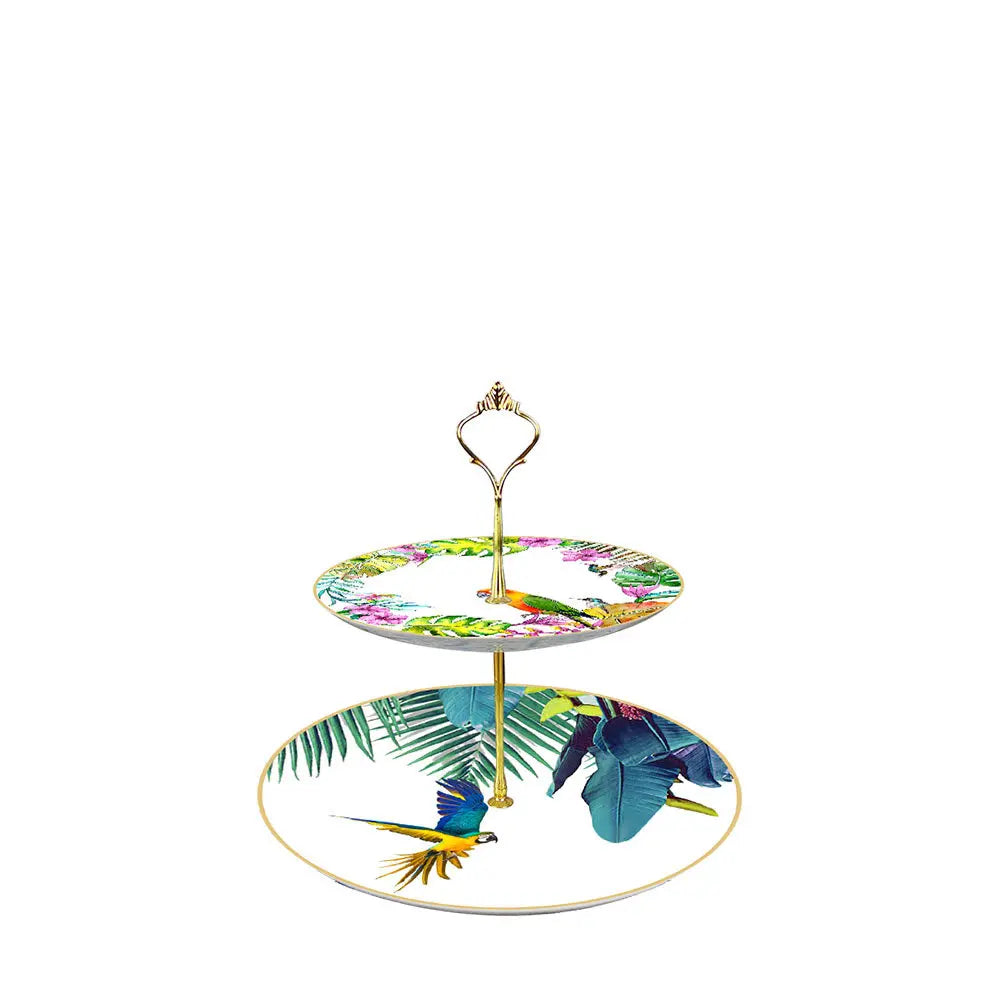 Conjunto de Pratos de Jantar Estilo Boêmio com Estampa de Papagaio Tropical e Flores