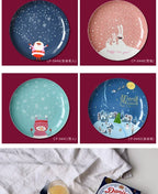 Coleção de Pratos Natalinos: Porcelana Ilustrada com Cenas de Inverno
