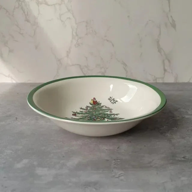 Coleção Pinheiro de Natal: Porcelana Clássica em Branco e Verde