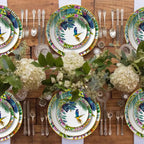 Conjunto de Pratos de Jantar Estilo Boêmio com Estampa de Papagaio Tropical e Flores