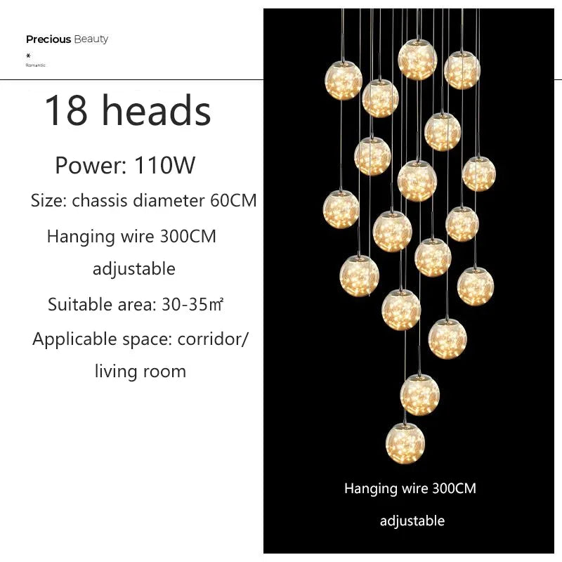 Lustre Longo Estilo "Céu Estrelado" Luxo
