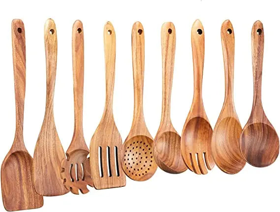 Kit Utensílios de Madeira Teca: Natural, Artesanal e Feito para Durar