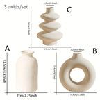 Conjunto de 3 vasos boêmios de cerâmica