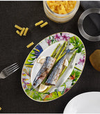 Conjunto de Pratos de Jantar Estilo Boêmio com Estampa de Papagaio Tropical e Flores