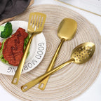 Kit Utensílios Dourados: Aço Inoxidável Premium para Cozinha de Chef