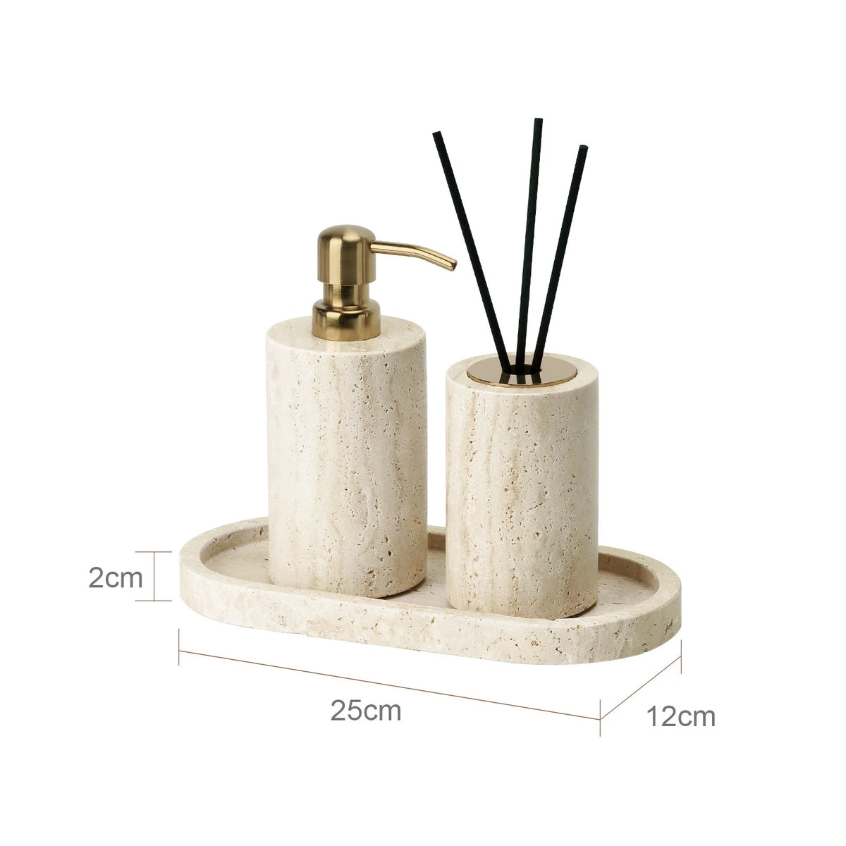 Conjunto de Acessórios de Banheiro em Travertino Luxuoso