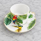 Conjunto de Pratos de Jantar Estilo Boêmio com Estampa de Papagaio Tropical e Flores