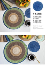 Estilo nórdico fio de algodão jantar placemat redondo ramie tecido copo esteira placa de isolamento térmico anti-queimadura antiderrapante coaster copo esteira