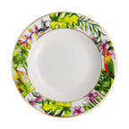 Conjunto de Pratos de Jantar Estilo Boêmio com Estampa de Papagaio Tropical e Flores