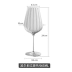 Taça de Vinho Tinto em Cristal Transparente com Ondulação Nórdica