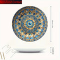 Prato Decorativo de Cerâmica Mandala Azul e Dourado de Luxo
