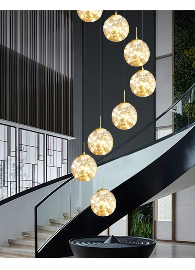 Lustre Longo Estilo "Céu Estrelado" Luxo