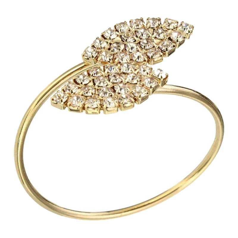 Porta-Guardanapo Folhas de Cristal: Brilho Dourado para Mesas Inesquecíveis