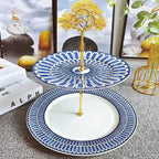 Estilo europeu simples e luxuoso selo azul prato de jantar ocidental bife decoração chá da tarde dim sum bolo talheres