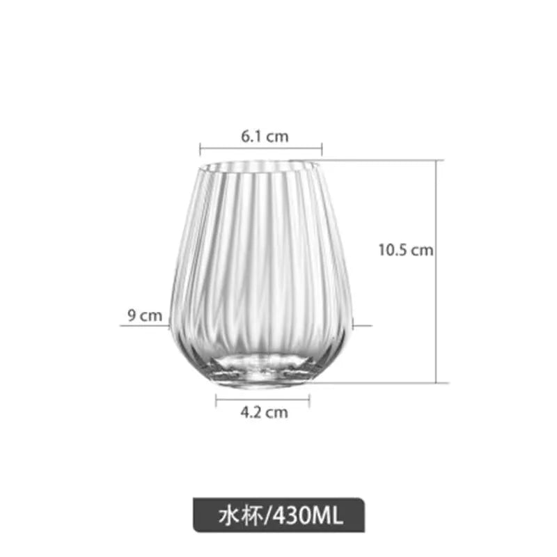 Taça de Vinho Tinto em Cristal Transparente com Ondulação Nórdica