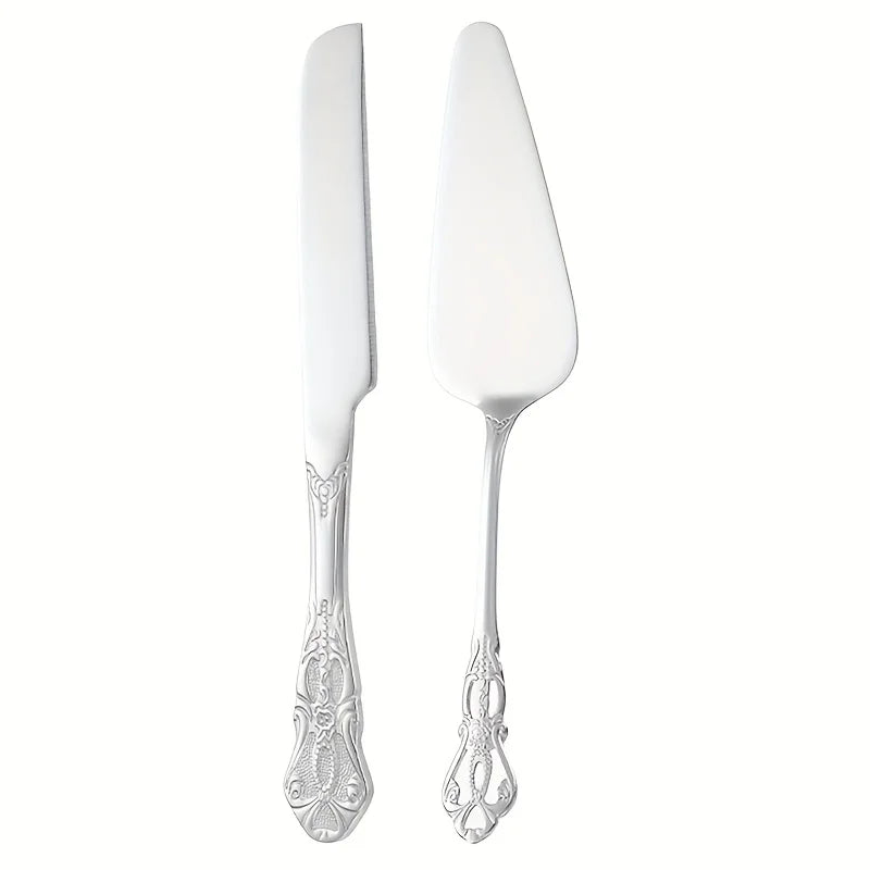 Kit Pá e Faca para Bolo Vintage: Aço Inox com Cabo Barroco