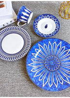 Estilo europeu simples e luxuoso selo azul prato de jantar ocidental bife decoração chá da tarde dim sum bolo talheres