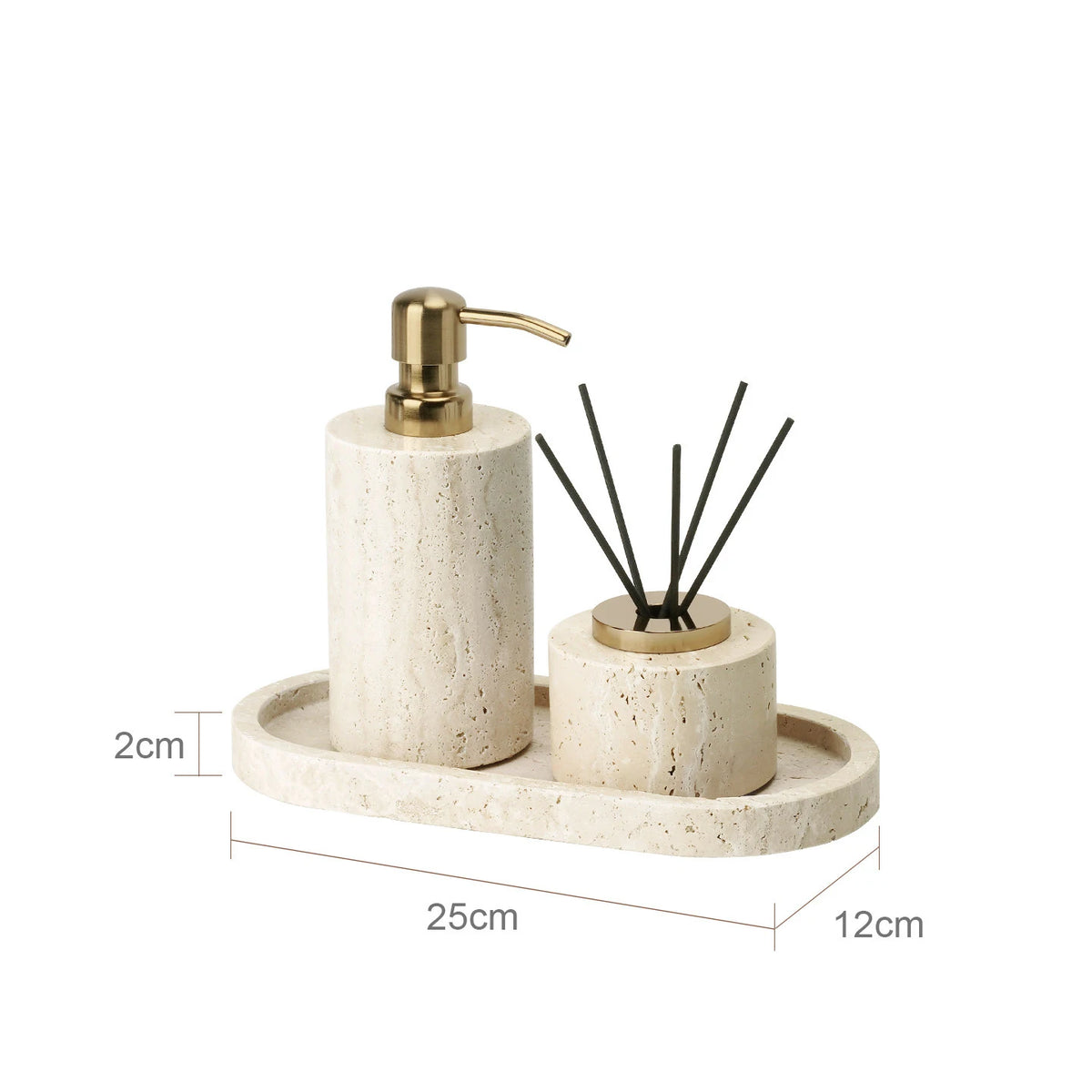 Conjunto de Acessórios de Banheiro em Travertino Luxuoso