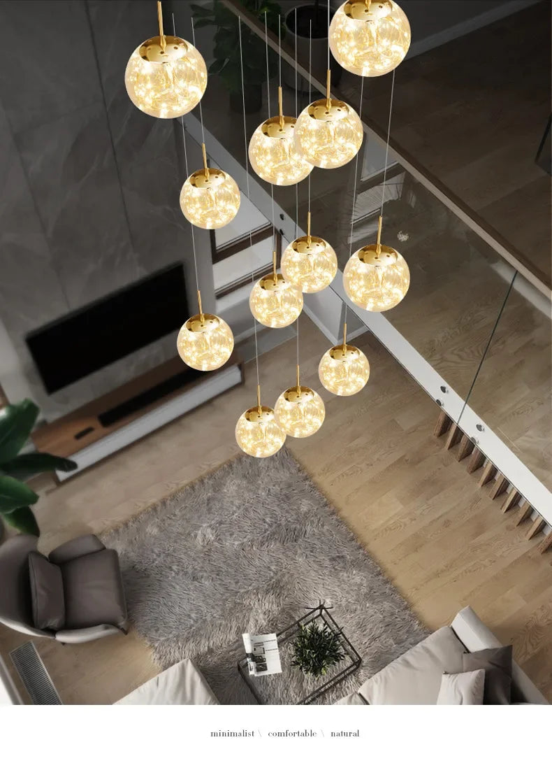 Lustre Longo Estilo "Céu Estrelado" Luxo