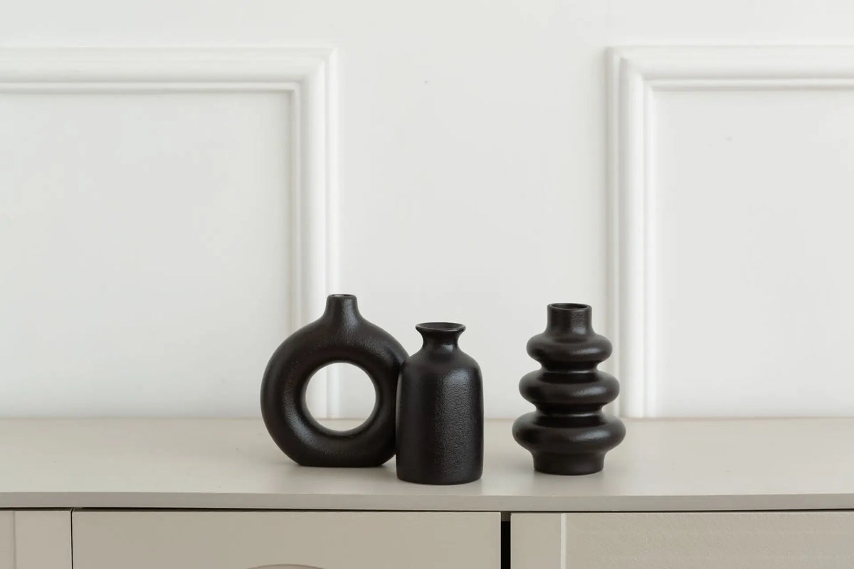Conjunto de 3 vasos boêmios de cerâmica